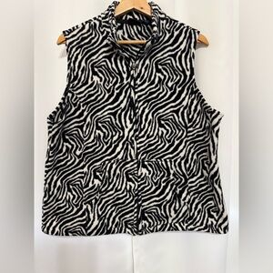 Westbound‎ Black and White Zebra Print Fleece Vest Petite Large